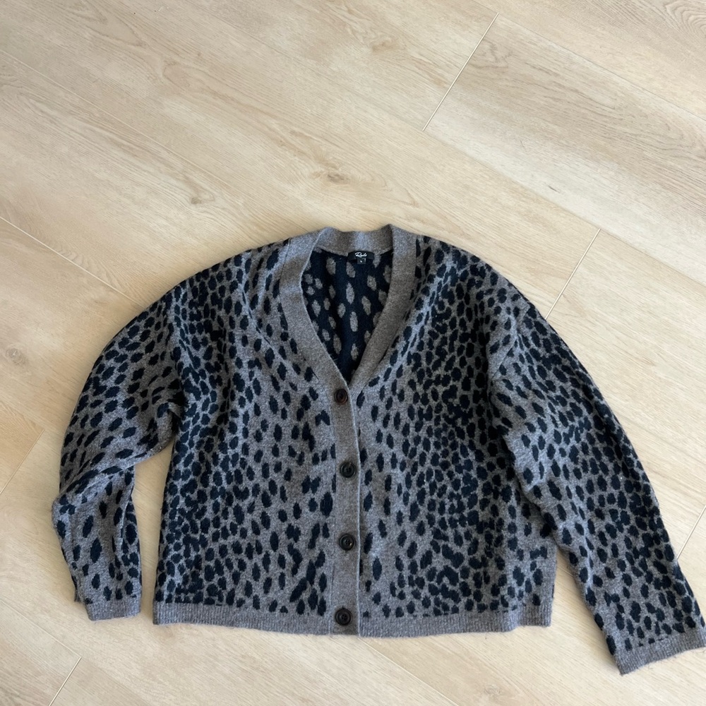 Rails Gray and Black Cardigan Sweater with Cozy Knit Design